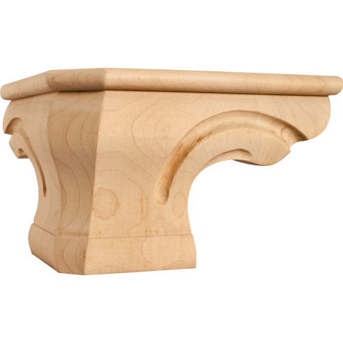6-3/4" W x 6-3/4" D x 4-1/2" H Maple Beaded Rounded Corner Pedestal Foot | PFC-B-MP | Hardware Resources