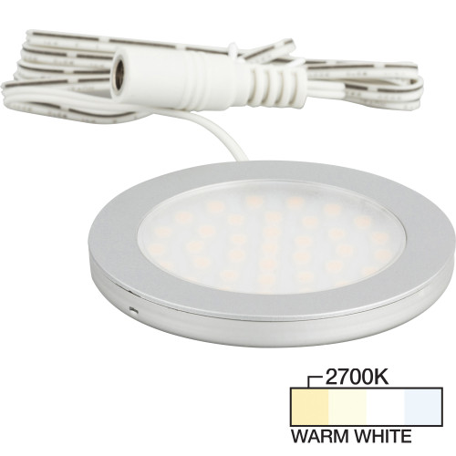 Task Lighting L-UT-FR-3SN-27 190 Lumens/Fixture 12-volt Standard Output Ultra-Thin Series Puck Light, Single-White, Satin Nickel, Warm White 2700K