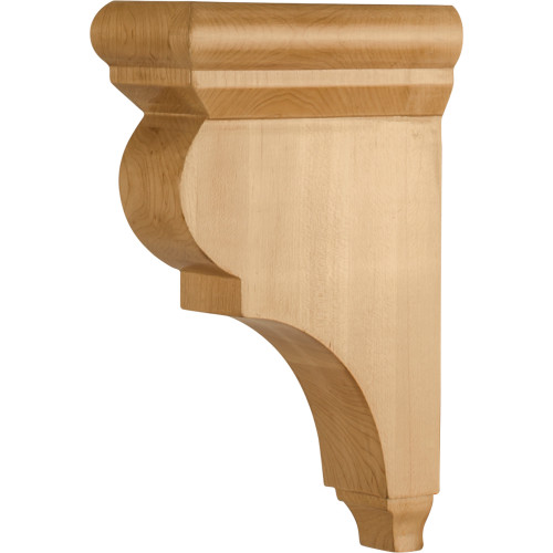 3" W x 6-1/2" D x 10" H Rubberwood Smooth Corbel | CORG-3-RW | Hardware Resources