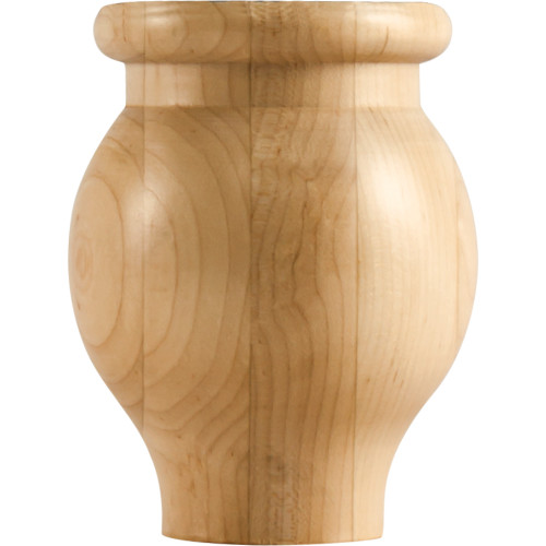 Hardware Resources BF14-4-RW 4" W x 4" D x 5" H Rubberwood Round Ogee Bun Foot
