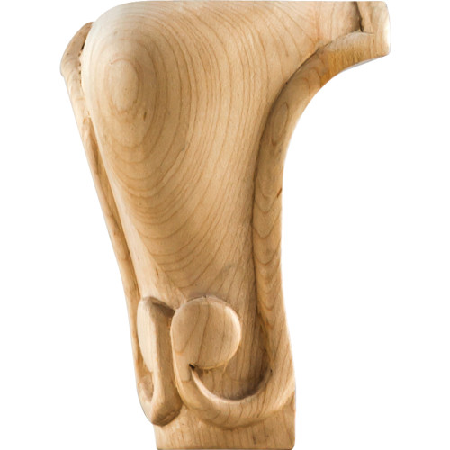 3-1/2" W x 3-1/2" D x 5" H Rubberwood Carved Queen Anne Leg | WL50RW | Hardware Resources