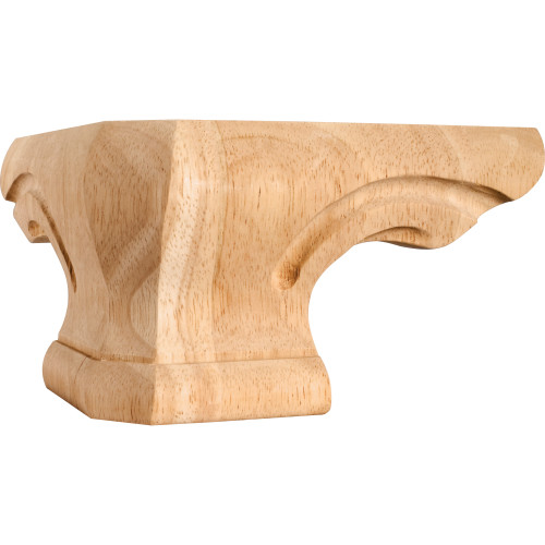 Hardware Resources PFC-RW 6-3/4" W x 6-3/4" D x 4" H Rubberwood Rounded Corner Pedestal Foot