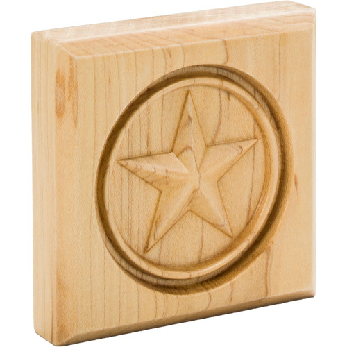 4" W x 7/8" D x 4" H Maple Star Rosette | SROS3MP | Hardware Resources