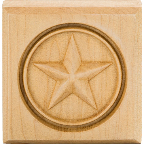 3-1/2" W x 7/8" D x 3-1/2" H Rubberwood Star Rosette | SROS2RW | Hardware Resources