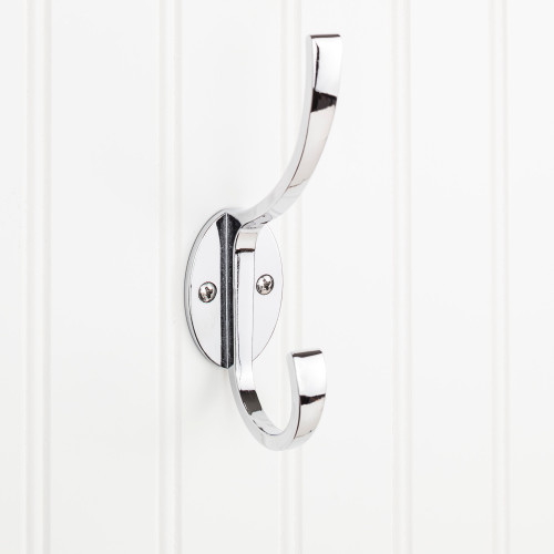 Elements YD55-587PC 5-7/8" Polished Chrome Flared Transitional Double Prong Wall Mounted Hook