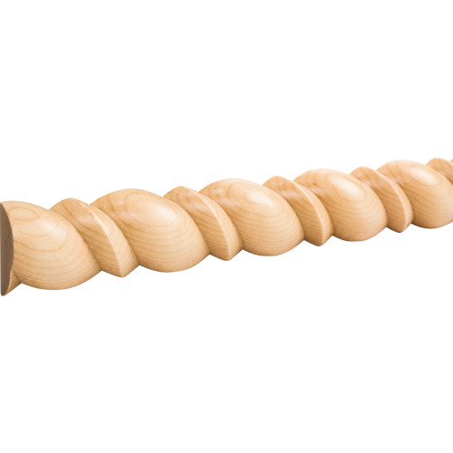 1" D x 2" H Poplar Beaded Half Round Rope Moulding | RMH2BPOP | Hardware Resources