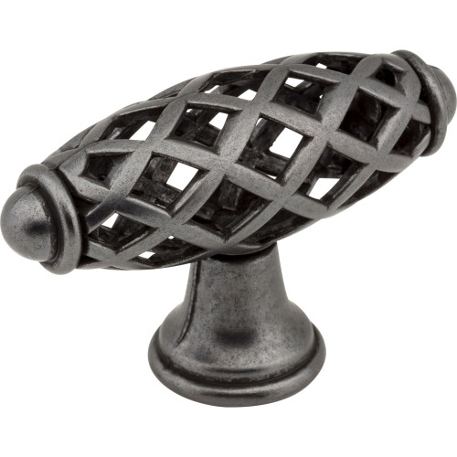 Jeffrey Alexander 749DACM 2-5/16" Overall Length Gun Metal Birdcage Tuscany Cabinet "T" Knob
