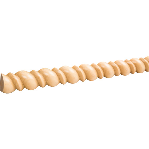 5/8" D x 1-1/2" H Poplar Beaded Half Round Rope Moulding | RMH150BPOP | Hardware Resources