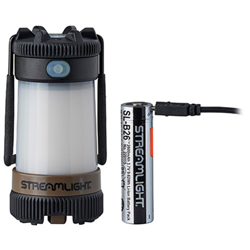 Streamlight USB Rechargeable 325 Lumen Small Outdoor Lantern with 22100 Li-Ion USB Battery Pack Charge Cradle