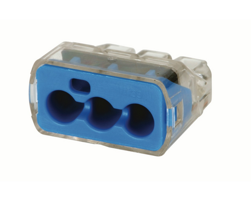 Ideal Industries In-Sure-Push-In-39 In-Sure Push-In Wire Connector, Model 39 3-Port Blue