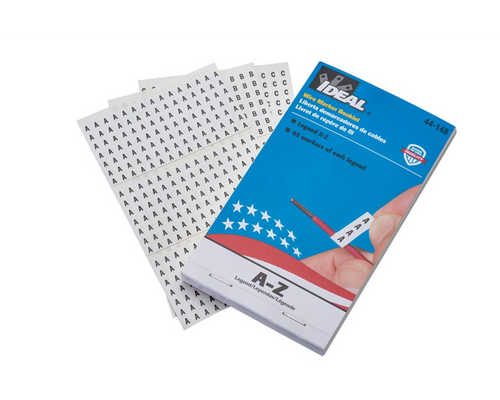 Ideal Industries 44-148 Wire Marker Booklet, Solid A-Z, 45 Each