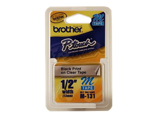 Brother BRTM131 BROTHER 1/2" M TAPE 12MM BLACK ON CLEAR