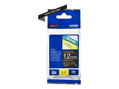 Brother BRTTZE335 BROTHER 1/2" TZE TAPE 12MM WHITE ON BLACK