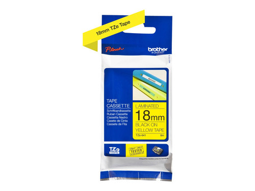 Brother BRTTZE641 BROTHER 3/4" TZE TAPE 18MM BLACK ON YELLOW