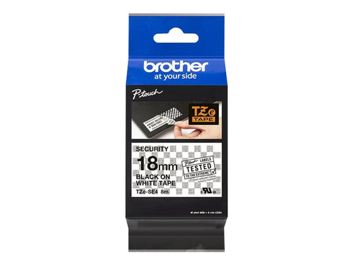 Brother BRTTZESE4 BROTHER 3/4" TZE TAPE 18MM BLK ON WHITE SECURE