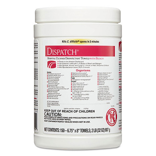 Dispatch RSC36490 CLOROX DISPATCH HOSPITAL TOWELS W/BLEACH 150-CT