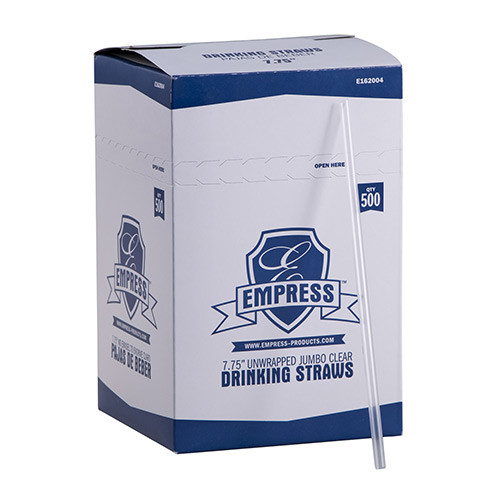 Empress RSC42025 EMPRESS JUMBO CLEAR STRAW UNWRAPPED-7.75"