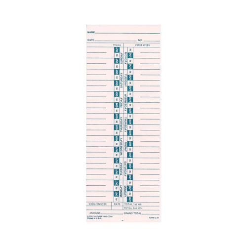 Lathem LTHL31 LATHEM 2100/4000 BX/1000 BIWEEKLY CARDS