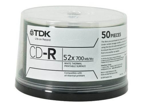 TDK TDK48944 TDK CD-R WHT THERM LQ-50PK 52X DATA CTG