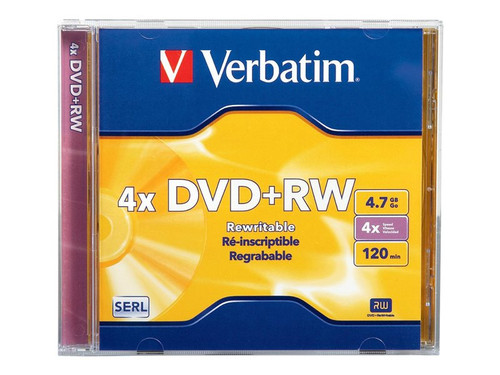 Verbatim VER94520 VERBATIM DVD+RW BRANDED LQ-1PK 4.7GB/4X JEWEL CS