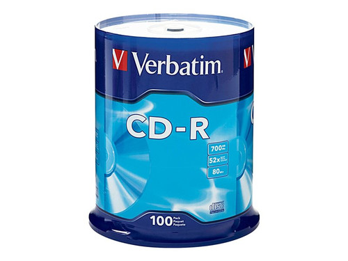 Verbatim VER94554 VERBATIM CD-R BRAND SLVR 100PK 700MB/52X SPINDLE