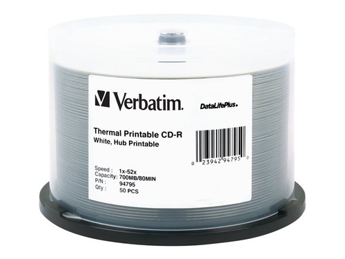 Verbatim VER94795 VERBATIM CD-R DL+TRM HUB 50PK 700MB/52X SPIN-WHT