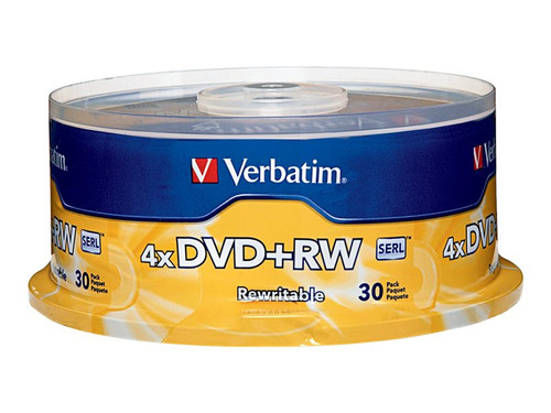 Verbatim VER94834 VERBATIM DVD+RW BRANDED 30PK 4.7GB/4X SPIN-SLVR