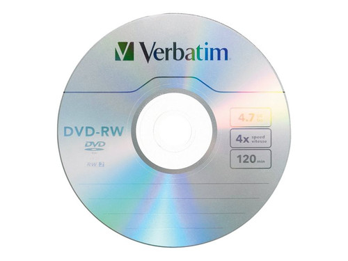 Verbatim VER94836 VERBATIM DVD-RW BRANDED 1PK 4.7GB/4X SLIM CASE