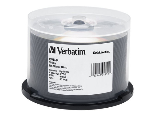 Verbatim VER94852 VERBATIM DVD-R DL+ SILK 50PK 4.7GB/8X SPIN-SLVR