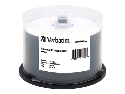 Verbatim VER94949 VERBATIM CD-R DL+ THERML 50PK 700MB/52X SPIN-WHT