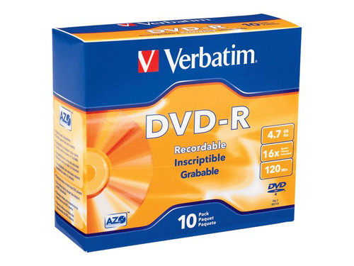 Verbatim VER95099 VERBATIM DVD-R BRAND SLV 10PK 4.7GB/16X SLIM CASE