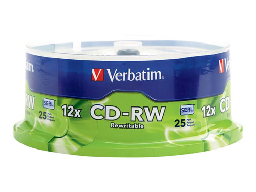 Verbatim VER95155 VERBATIM CD-RW BRAND SLV 25PK 700MB/12X SPINDLE