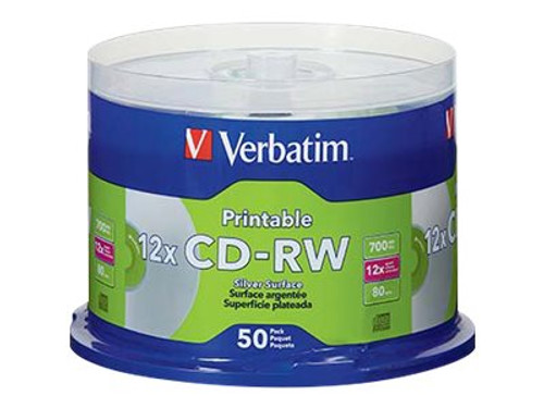 Verbatim VER95159 VERBATIM CD-RW DL+ INKJT 50PK 700MB/4X SPIN-SLVR