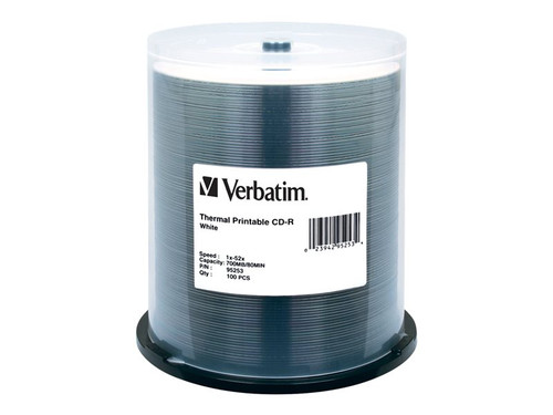 Verbatim VER95253 VERBATIM CD-R THERML 100PK 700MB/52X SPIN-WHT