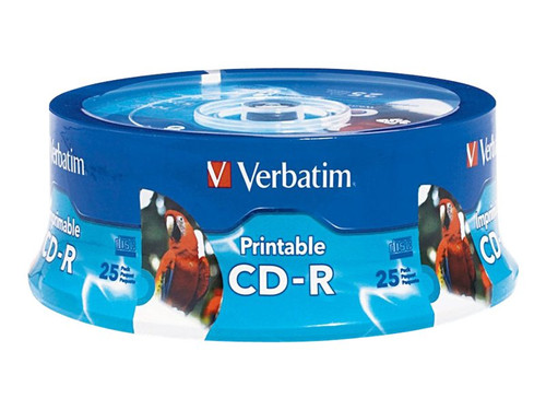 Verbatim VER96189 VERBATIM CD-R INKJET HUB 25PK 700MB/52X SPIN-WHT