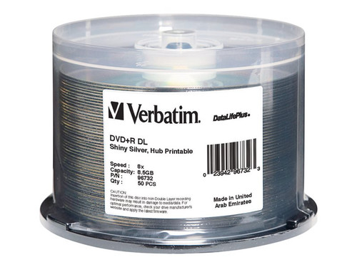 Verbatim VER96732 VERBATIM DVD+R DL DL+ 50PK 8.5GB/8X THRML SLV