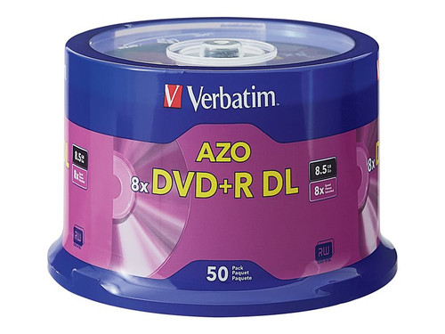 Verbatim VER97000 VERBATIM DVD+R DL BRAND 50PK 8.5GB/8X SPIN-SLVR