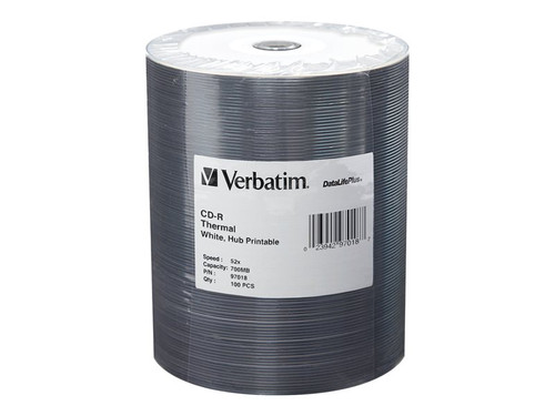 Verbatim VER97018 VERBATIM CD-R DL+TRM HUB 100PK 700MB/52X TAPE-WHT