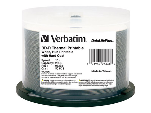 Verbatim VER97338 VERBATIM BD-R DL+ HUB 50PK 25GB/6X WHT THERML