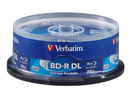 Verbatim VER98356 VERBATIM BD-R DL BRANDED 25PK 50GB/6X WHITE LASER