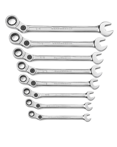 Aircraft Tool Supply 85498 8Pc Sae Indexing Combo Wrench Set