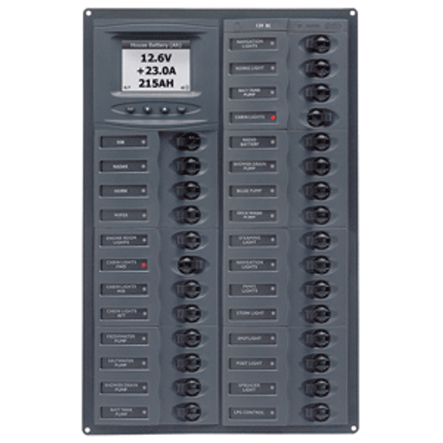 BEP Millennium Series DC Circuit Breaker Panel w/Digital Meters, 28SP DC12V M28-DCSM