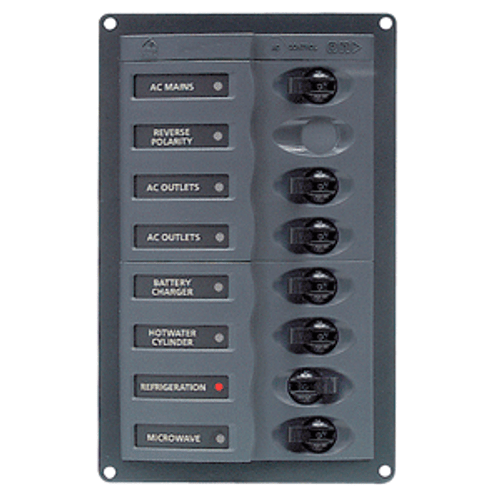 BEP AC Circuit Breaker Panel w/o Meters, 6 Way w/Double Pole Mains 900-ACM6W-110V