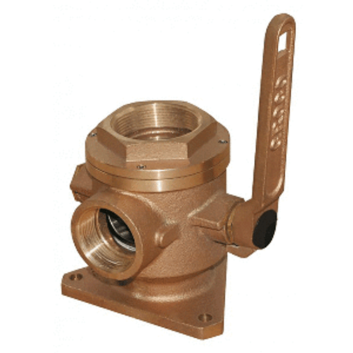 GROCO 4" Bronze Flanged Seacock &amp; Adaptor w/3" NPT Side Port SBV-4000-P