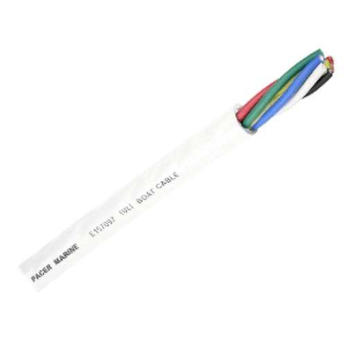Pacer Round 6 Conductor Cable - 100&#39; - 14/6 AWG - Black, Brown, Red, Green, Blue &amp; White WR14/6-100
