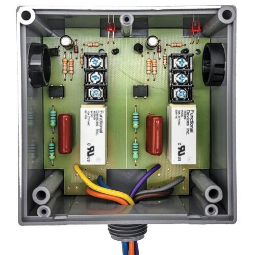 Functional Devices RIBTH2C Pilot Relays, 10 Amp 2 SPDT, 10-30 Vac/dc/208-277 Vac Coil, Hi/Lo Voltage Separation, NEMA 1 Housing