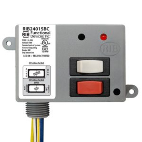 Functional Devices RIB2401SBC Power Relay, 20 Amp SPDT + Override, 24 Vac/dc/120 Vac Coil, NEMA 1 Housing