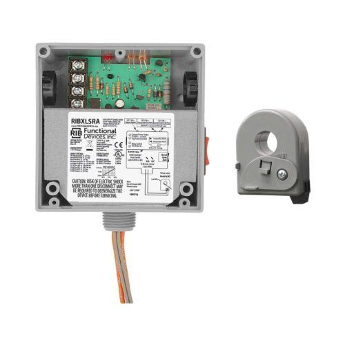 Functional Devices RIBXLSRA Current Switch and Relay Combination, 10 Amp SPST  + Override, 10-30 Vac/dc Coil, Remote Solid Core, Adjustable, 1.25-150 Amp, NEMA 1 Housing