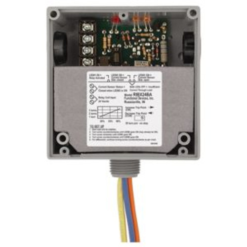 Functional Devices RIBX24BA Current Switch and Relay Combination, 20 Amp SPDT, 24Vac/dc Coil, Adjustable, 0.5-20 Amp, NEMA 1 Housing