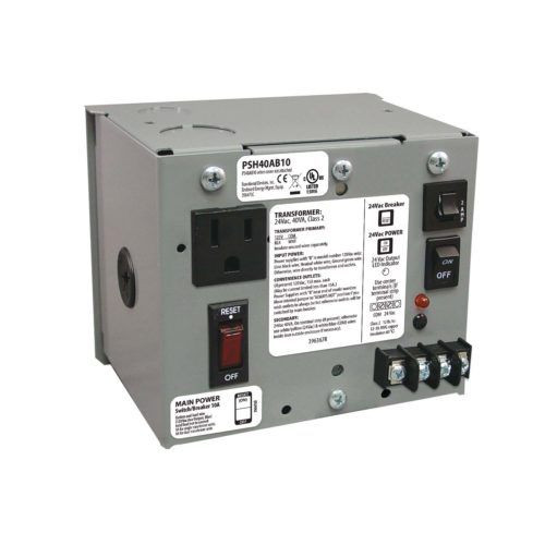Functional Devices PSH40AB10 Single 40 VA Power Supply, 120 Vac to 24 Vac, UL Class 2, 10 Amp Main Breaker, Metal Enclosure